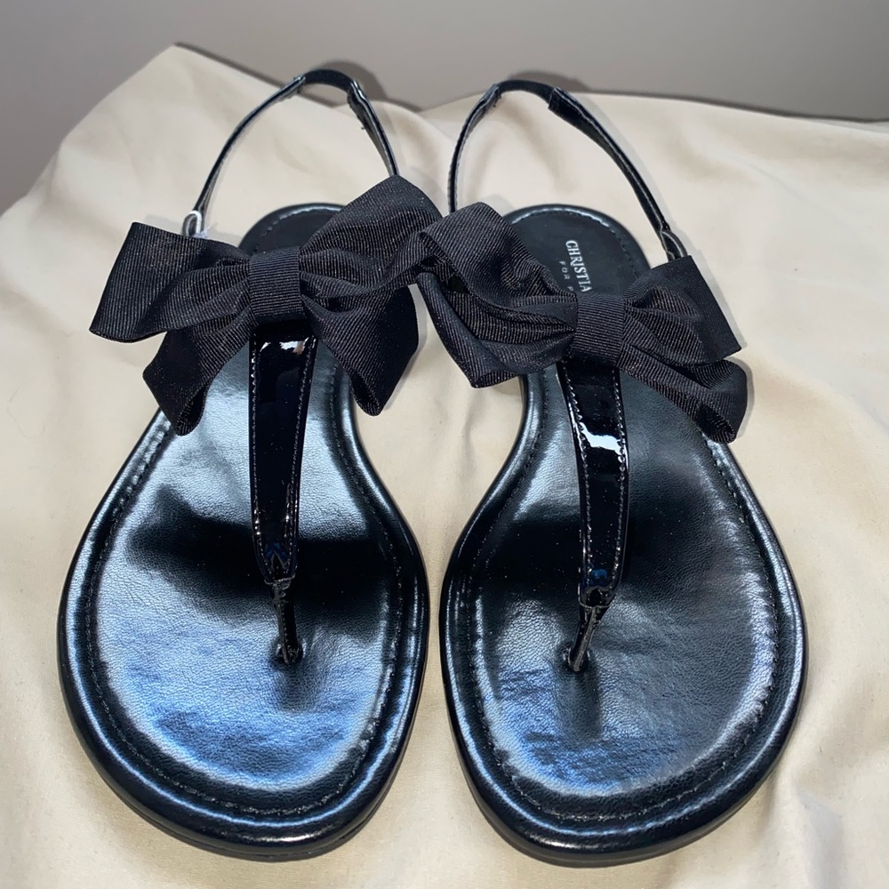 Cute black sandals by Christian Siriano